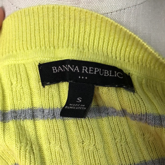 Banana Republic Sweater Ribbed Yellow Stripe Cotton Rayon Small EUC - Picture 7 of 8
